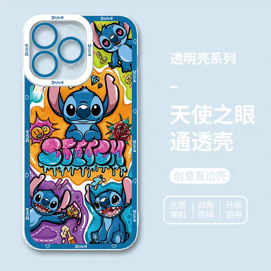 Cute Cartoon Stitch | Colourful Painting 4 Stitch - iPhone Case PLUS SE2 XS XR X 11 12 13 14 15 16 17 Pro Promax 12mini 13mini