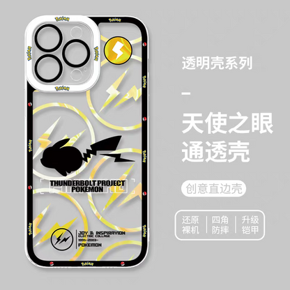 Japan Cartoon Pokemon Thunderbolt Project Version | Pikachu - iPhone Case 6 7 8 PLUS SE2 XS XR X 11 12 13 14 15 16 16e Pro Promax 12mini 13mini