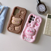 Cute Animal Silicone Phone Case | Lovely Bear & Pig Piggy with Phone Stand - Phone Case Samsung Galaxy S25 S24 S23 S21 Ultra