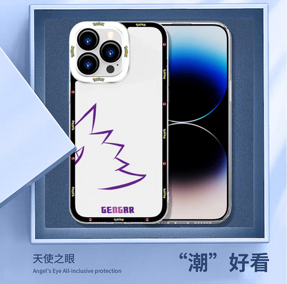 Japan Cartoon Pokemon Colourful Tail Version | Pikachu Gengar Charmander Squirtle Mew Bulbasaur Eevee Psyduck 8 Styles - iPhone Case PLUS SE2 XS XR X 11 12 13 14 15 16 16e 17 17e Pro Promax 12mini 13mini
