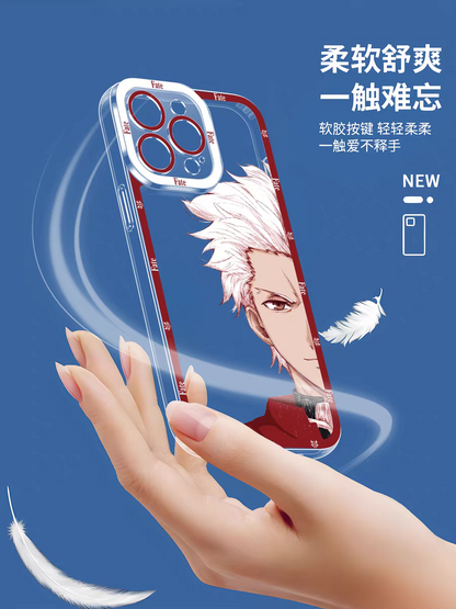 Japanese Anime Fate Stay Night Half Big Face Drawing Style | Artoria Pendragon Saber - iPhone Case 6 7 8 PLUS SE2 XS XR X 11 12 13 14 15 16 16e 17 Pro Promax 12mini 13mini