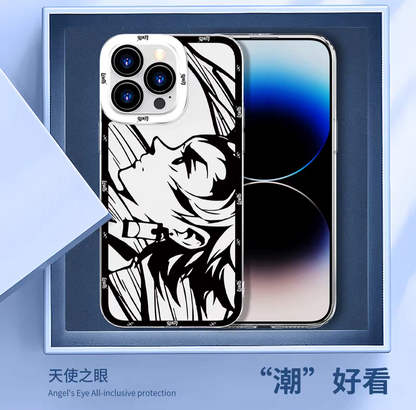 Japanese Anime Kimetsu no Yaiba Demon Slayer | White & Black Draft Style Rengoku Kyoujurou - iPhone Case 6 7 8 PLUS SE2 XS XR X 11 12 13 14 15 16 16e Pro Promax 12mini 13mini