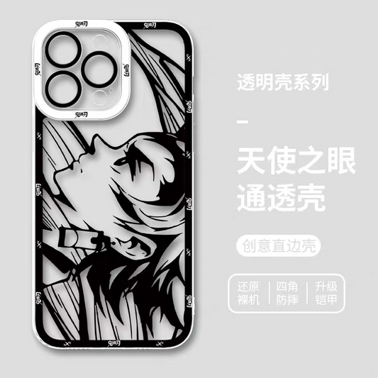 Japanese Anime Kimetsu no Yaiba Demon Slayer | White & Black Draft Style Tanjiro - iPhone Case 6 7 8 PLUS SE2 XS XR X 11 12 13 14 15 16 16e Pro Promax 12mini 13mini