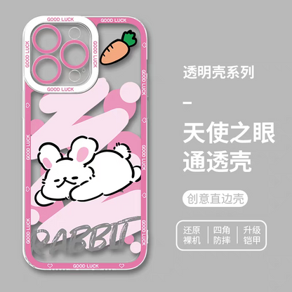 Japan Style Simple Cute Animals Colourful Style | Cat Shiba Inu Capybara Panda Hamster Pigeon Seal Rabbit - iPhone Case PLUS SE2 XS XR X 11 12 13 14 15 16 16e 17 17e Pro Promax 12mini 13mini