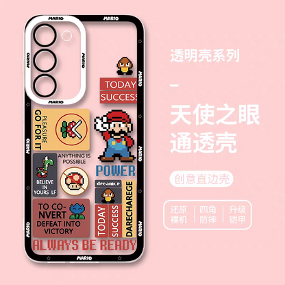 Game Character Super Mario | 2D Pixels - Phone Case Samsung Galaxy S25 S24 S23 S22 S21 FE Ultra Edge