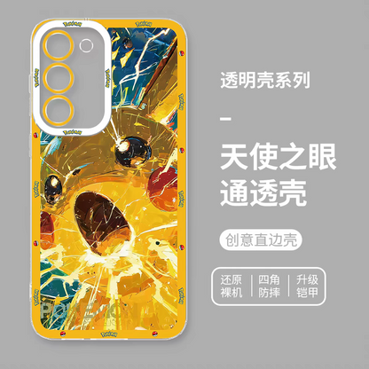 Japan Cartoon Pokemon Fighting Soul Version Part1 | Pikachu Gengar Eevee Charmander Mewtwo Squirtle Psyduck Lucario 8 Styles - Phone Case Samsung Galaxy S26 S25 S24 S23 S22 S21 FE Ultra Edge