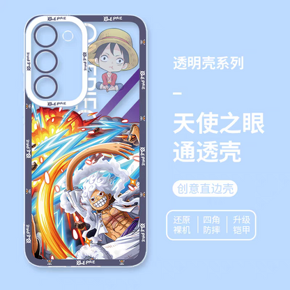 Japanese Cartoon One Piece | Monkey D Luffy Gear 5 Fighting - Phone Case Samsung Galaxy S25 S24 S23 S22 S21 FE Ultra Edge