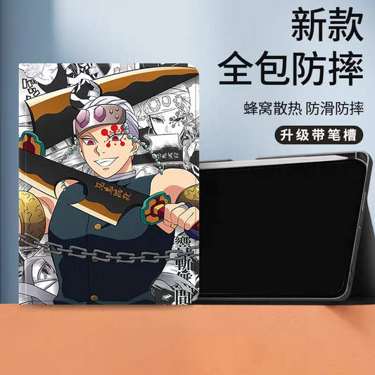 Japanese Anime Kimetsu no Yaiba Demon Slayer Comic Anime Style Protect Case with Pen Holder | Uzui Tengen - iPad Mini 4,5,6,7 / iPad Air / iPad Pro 2025 2024 2022 2021 2020 2018