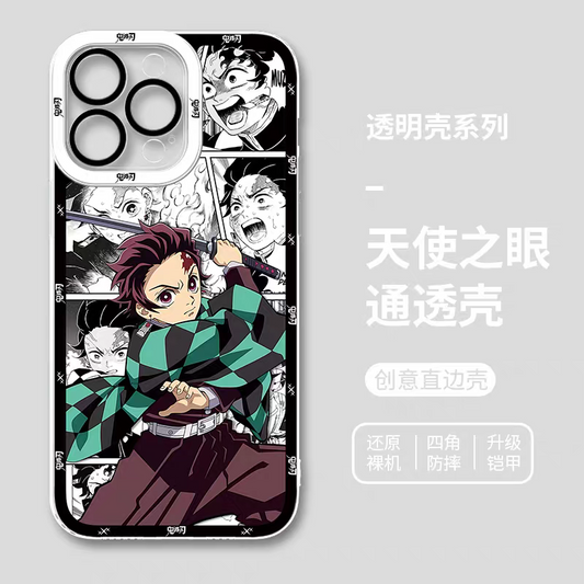 Japanese Anime Kimetsu no Yaiba Demon Slayer Comic with Anime Style | Tanjiro - iPhone Case 6 7 8 PLUS SE2 XS XR X 11 12 13 14 15 16 16e 17 Pro Promax 12mini 13mini