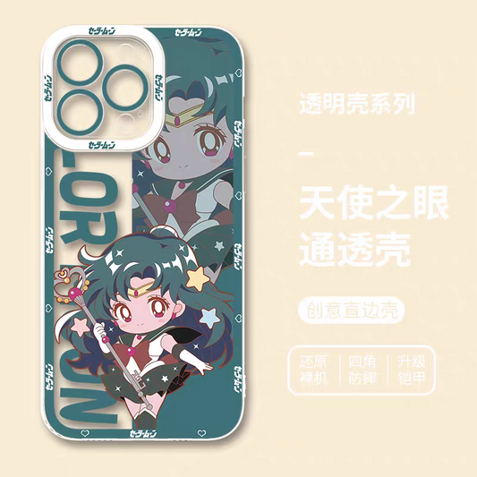 Japanese Cartoon Sailor Girl | Cute Style Sailor Pluto - Sailormoon iPhone Case 6 7 8 PLUS SE2 XS XR X 11 12 13 14 15 16 16e 17 Pro Promax 12mini 13mini - Samsung Galaxy S25 S24 S23 S22 S21 FE Ultra Edge21 FE Ultra Edge
