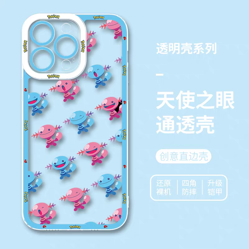 Japan Cartoon Pokemon | Pink Blue Wooper - iPhone Case 6 7 8 PLUS SE2 XS XR X 11 12 13 14 15 16 16e 17 Pro Promax 12mini 13mini