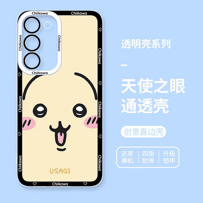 Japanese Cartoon Chiikawa Big Face | Chiikawa Hachiware Usagi Momonga Kurimanju Rakko Shisa Crab - Phone Case Samsung Galaxy S25 S24 S23 S22 S21 FE Ultra Edge