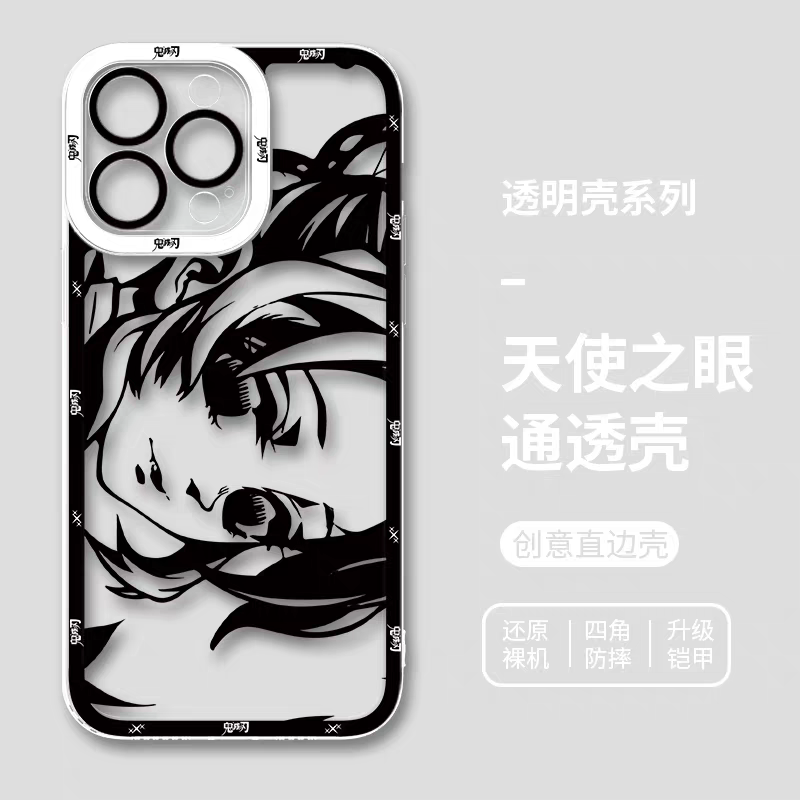 Japanese Anime Kimetsu no Yaiba Demon Slayer | White & Black Draft Style Kocho Shinobu - iPhone Case 6 7 8 PLUS SE2 XS XR X 11 12 13 14 15 16 16e Pro Promax 12mini 13mini