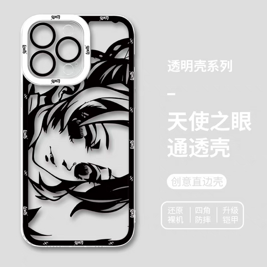 Japanese Anime Kimetsu no Yaiba Demon Slayer | White & Black Draft Style Kocho Shinobu - iPhone Case 6 7 8 PLUS SE2 XS XR X 11 12 13 14 15 16 16e Pro Promax 12mini 13mini