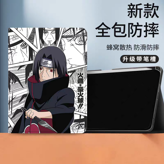Japanese Anime Naruto Ninja Comic Anime Style Protect Case with Pen Holder | Itachi - iPad Mini 4,5,6,7 / iPad Air / iPad Pro 2025 2024 2022 2021 2020 2018