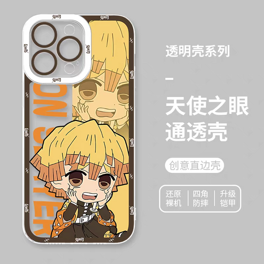 Japanese Anime Kimetsu no Yaiba Demon Slayer | Cute Style Zenitsu - iPhone Case 6 7 8 PLUS SE2 XS XR X 11 12 13 14 15 16 16e Pro Promax 12mini 13mini