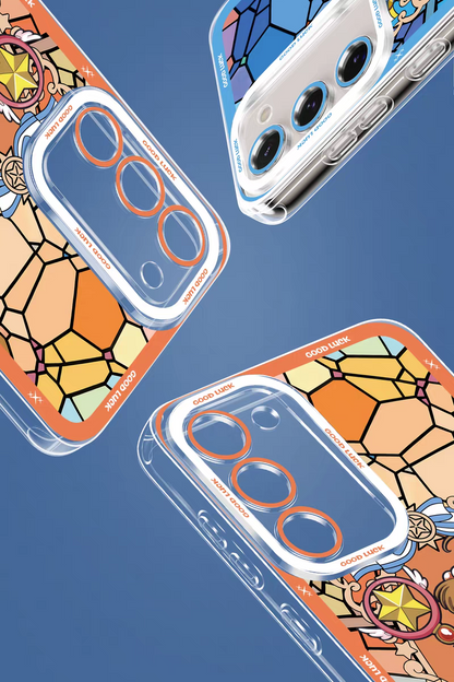 Japanese Cartoon CardCaptorSakura Glass Window | Pink Close Eyes - Phone Case Samsung Galaxy S25 S24 S23 S22 S21 FE Ultra Edge21 FE Ultra Edge