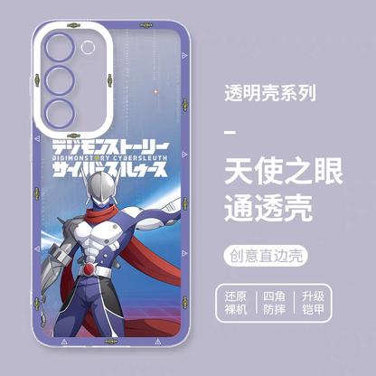 Japanese Cartoon Digimon Adventure Digital Monster Digimonstory Cybersleuth Version | Justimon - Phone Case Samsung Galaxy S25 S24 S23 S22 S21 FE Ultra Edge