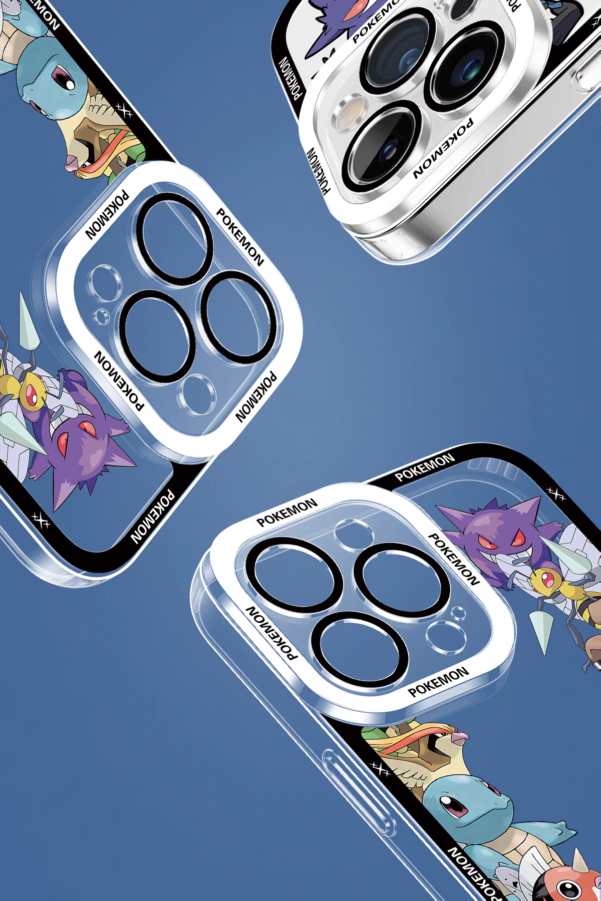 Japan Cartoon Pokemon Group Party Version | Frame & Full Screen 8 Styles - iPhone Case PLUS SE2 XS XR X 11 12 13 14 15 16 16e 17 17e Pro Promax 12mini 13mini