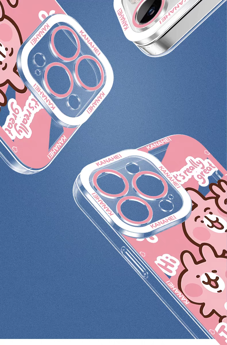 Japanese Cartoon Kanahei | Cow Usagi Piske with Milk - iPhone Case 7 8 PLUS SE2 XS XR X 11 12 13 14 15 16 16e 17 Pro Promax 12mini 13mini