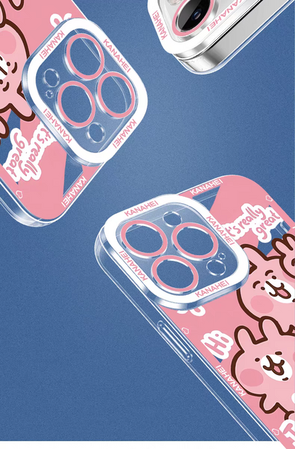 Japanese Cartoon Kanahei | Cow Usagi Piske with Milk - iPhone Case 7 8 PLUS SE2 XS XR X 11 12 13 14 15 16 16e 17 Pro Promax 12mini 13mini