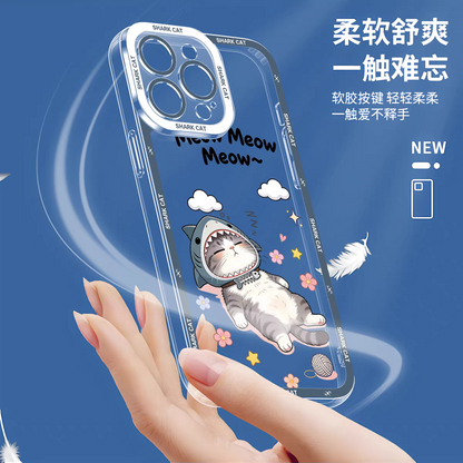 Japan Style Simple Cute Pet Style | Shark Cat 8 Styles - iPhone Case PLUS SE2 XS XR X 11 12 13 14 15 16 16e 17 17e Pro Promax 12mini 13mini