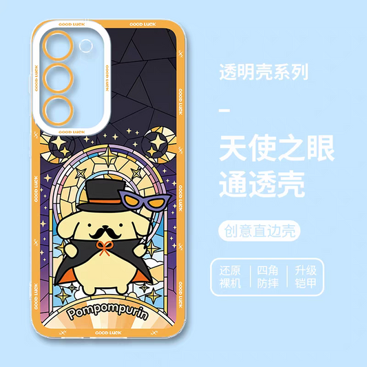 Japan Cartoon Halloween Glass Window Version | Pompompurin - Phone Case Samsung Galaxy S25 S24 S23 S22 S21 FE Ultra Edge