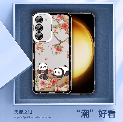 Cute Animal Panda | Panda on Flower Tree - Phone Case Samsung Galaxy S25 S24 S23 S22 S21 FE Ultra Edge