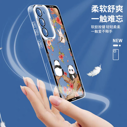 Cute Animal Panda | Panda with Flower Chinese Style - Phone Case Samsung Galaxy S25 S24 S23 S22 S21 FE Ultra Edge