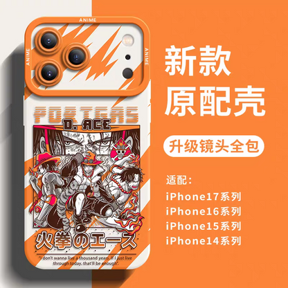 Japanese Cartoon One Piece Silicone Case Gear Forms Version | Portgas D Ace - iPhone Case 6 7 8 PLUS SE2 XS XR X 11 12 13 14 15 16 16e 17 Pro Promax 12mini 13mini