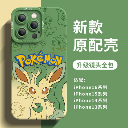 Japanese Cartoon Pokemon Silicone Case Eevee Evolution | Leafeon - iPhone Case 6 7 8 PLUS SE2 XS XR X 11 12 13 14 15 16 16e 17 Pro Promax 12mini 13mini