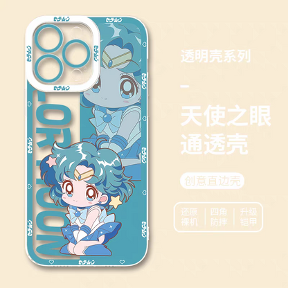 Japanese Cartoon Sailor Girl | Cute Style Sailor Mercury - Sailormoon iPhone Case 6 7 8 PLUS SE2 XS XR X 11 12 13 14 15 16 16e 17 Pro Promax 12mini 13mini