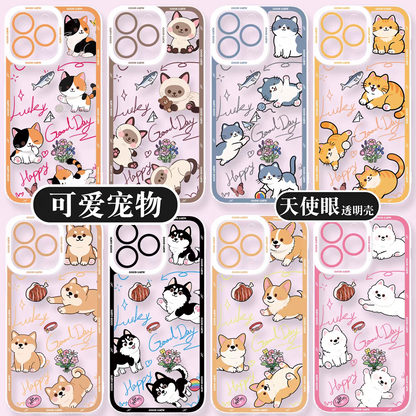 Japan Style Simple Cute Animals Style | Cats & Dogs Lucky Day 8 Styles - iPhone Case PLUS SE2 XS XR X 11 12 13 14 15 16 16e 17 17e Pro Promax 12mini 13mini