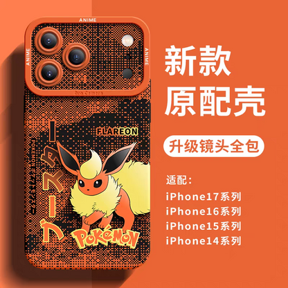 Japanese Cartoon Silicone Case Eevee Evolution Digital Background Version | Eevee Vaporeon Jolteon Flareon Espeon Umbreon Leafeon Glaceon Sylveon - iPhone Case 7 8 PLUS SE2 XS XR X 11 12 13 14 15 16 16e 17 Pro Promax 12mini 13mini