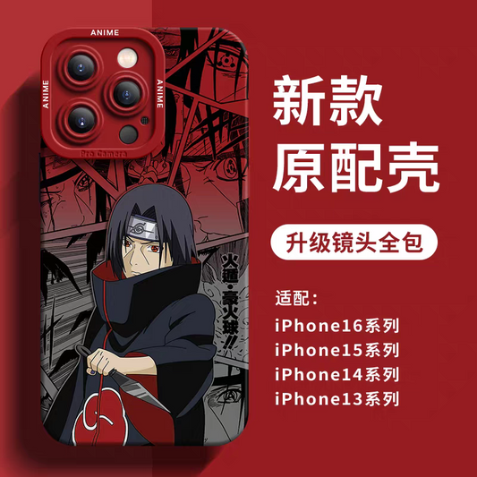 Japanese Cartoon Naruto Silicone Case Comic Anime Style | Itachi - iPhone Case 6 7 8 PLUS SE2 XS XR X 11 12 13 14 15 16 16e 17 Pro Promax 12mini 13mini