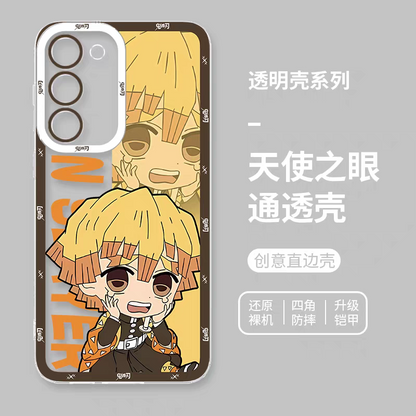 Japanese Anime Kimetsu no Yaiba Demon Slayer | Cute Style Zenitsu - Phone Case Samsung Galaxy S25 S24 S23 S22 S21 FE Ultra