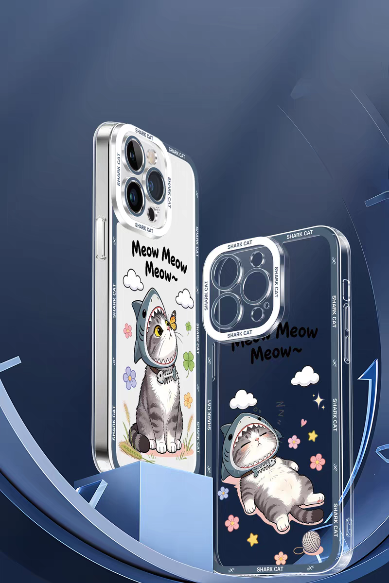 Japan Style Simple Cute Pet Style | Shark Cat 8 Styles - iPhone Case PLUS SE2 XS XR X 11 12 13 14 15 16 16e 17 17e Pro Promax 12mini 13mini