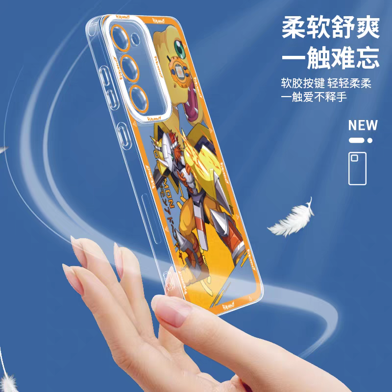 Japanese Cartoon Digimon Adventure Digital Monster Digivice Version | Metal Garurumon - Phone Case Samsung Galaxy S25 S24 S23 S22 S21 FE Ultra Edge