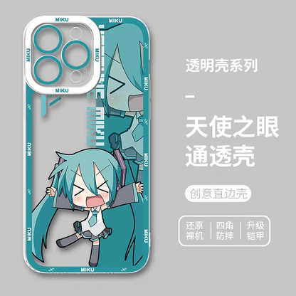 Japan Characters Miku Cute Drawing Version | Surprise Emo - iPhone Case 7 8 PLUS SE2 XS XR X 11 12 13 14 15 16 16e 17 Pro Promax 12mini 13mini