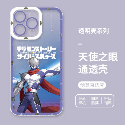 Japanese Cartoon Digimon Adventure Digital Monster Digimonstory Cybersleuth Version | Justimon - iPhone Case 7 8 PLUS SE2 XS XR X 11 12 13 14 15 16 16e 17 Pro Promax 12mini 13mini