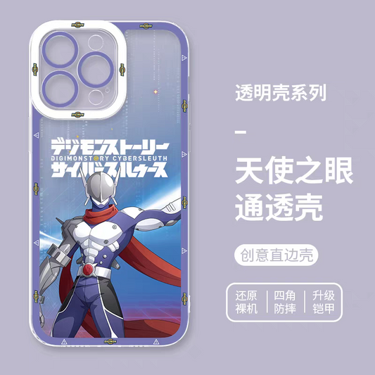 Japanese Cartoon Digimon Adventure Digital Monster Digimonstory Cybersleuth Version | Justimon - iPhone Case 7 8 PLUS SE2 XS XR X 11 12 13 14 15 16 16e 17 Pro Promax 12mini 13mini