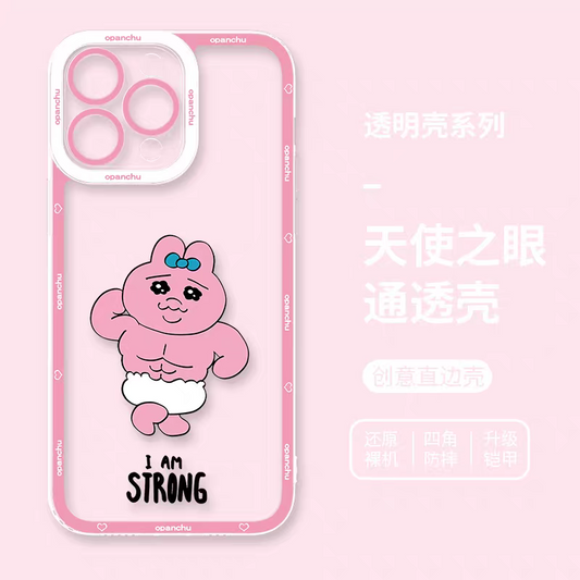 Cute Japanese Character Opanchu Usagi | I am Strong - iPhone Case PLUS SE2 XS XR X 11 12 13 14 15 16 17 Pro Promax 12mini 13mini