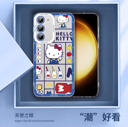 Japanese Cartoon Hello Kitty | Vintage Kitty with Milk Bottles - Phone Case Samsung Galaxy S25 S24 S23 S22 S21 FE Ultra Edge
