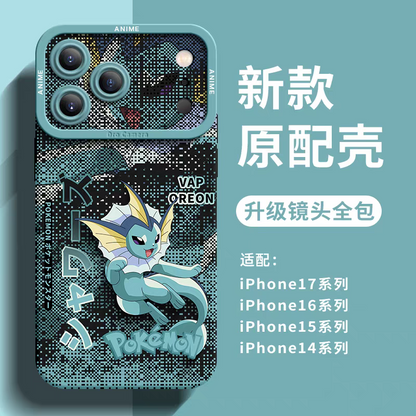 Japanese Cartoon Silicone Case Eevee Evolution Digital Background Version | Eevee Vaporeon Jolteon Flareon Espeon Umbreon Leafeon Glaceon Sylveon - iPhone Case 7 8 PLUS SE2 XS XR X 11 12 13 14 15 16 16e 17 Pro Promax 12mini 13mini