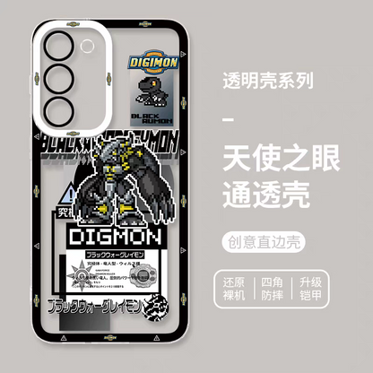 Anime Digimon Digital Monster Pixel Game Version | Black War Greymon - Phone Case Samsung Galaxy S25 S24 S23 S22 S21 FE Ultra Edge