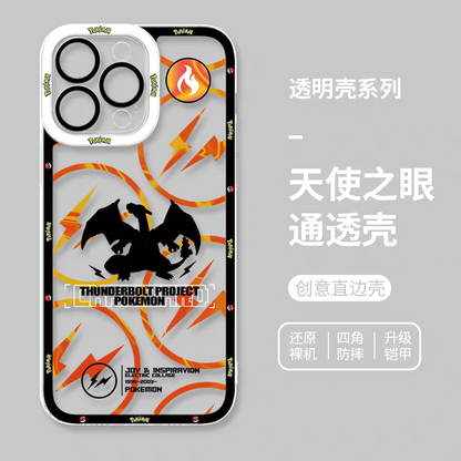 Japan Cartoon Pokemon Thunderbolt Project Version | Charizard - iPhone Case 6 7 8 PLUS SE2 XS XR X 11 12 13 14 15 16 16e Pro Promax 12mini 13mini