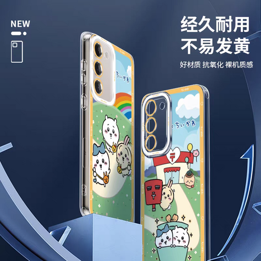 Japanese Cartoon Chiikawa | Outing with Rainbow - Phone Case Samsung Galaxy S25 S24 S23 S22 S21 FE Ultra Edge