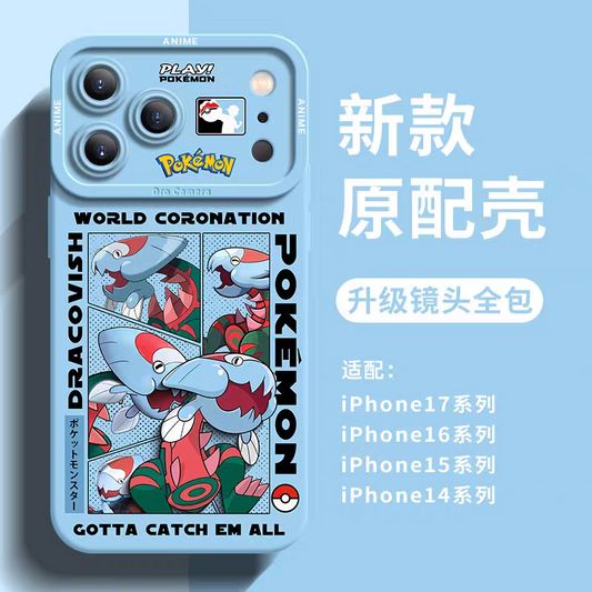 Japanese Cartoon Pokemon Silicone Case World Coronation | Dracovish - iPhone Case 6 7 8 PLUS SE2 XS XR X 11 12 13 14 15 16 16e 17 Pro Promax 12mini 13mini