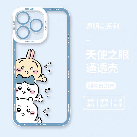 Japanese Cartoon Chiikawa | Blue Chiikawa Hachiware Usagi Good - iPhone Case 6 7 8 PLUS SE2 XS XR X 11 12 13 14 15 16 16e 17 Pro Promax 12mini 13mini