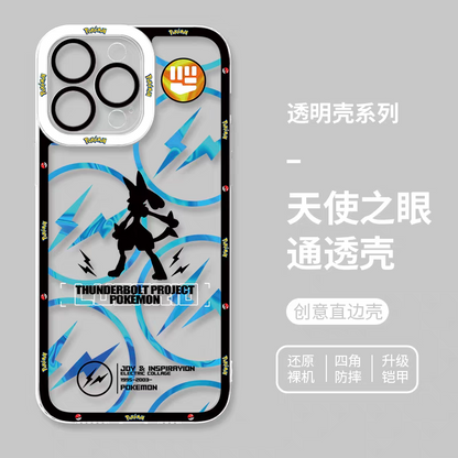 Japan Cartoon Pokemon Thunderbolt Project Version | Lucario - iPhone Case 6 7 8 PLUS SE2 XS XR X 11 12 13 14 15 16 16e Pro Promax 12mini 13mini